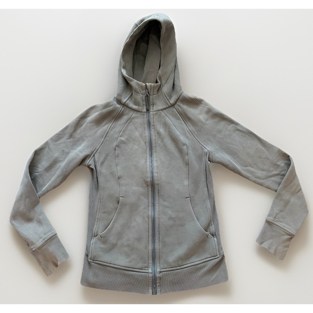 Lululemon Hoodie Womens Scuba Full Zip Grey Sage Fleece Hooded Sweatshirt Size 6